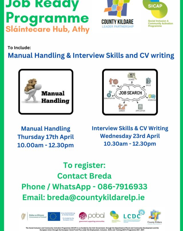 #SICAP #LastCall #JobReadyProgramme
Call Breda - 086-7916933 to register